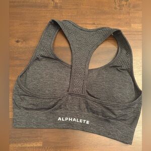 Alphalete Impact Sports Bra Racerback Style Deep Heathered Gray Sz M